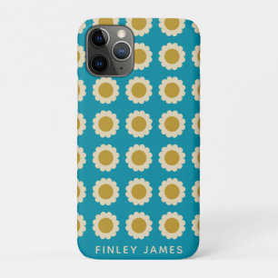 Retro-Pop-Blumenmuster Türkis Personalisiert Case-Mate iPhone Hülle
