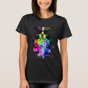 Retro Pop Border Collie Dog Portrait mit Kopfhörer T-Shirt