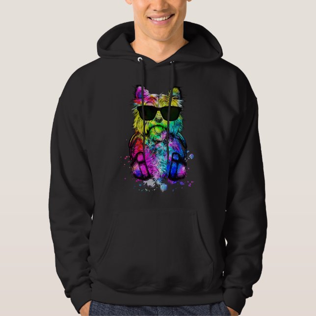 Retro Pop Cairn Terrier Dog Portrait with Headphon Hoodie (Vorderseite)