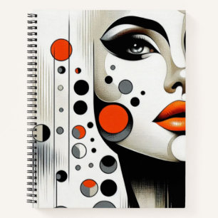Retro Pop Diva: Geometrische Eleganz Abstrakte Kun Notizbuch