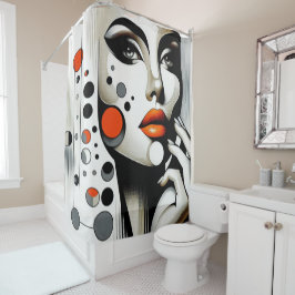 Retro Pop Diva: Geometrisches Design Abstrakte Kun Duschvorhang