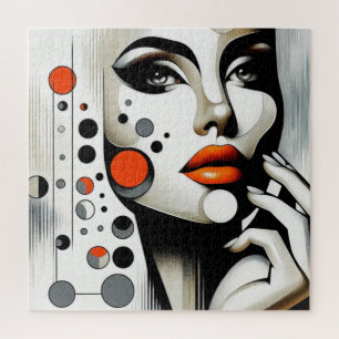 Retro Pop Diva: Geometrisches Design Abstrakte Kun Puzzle