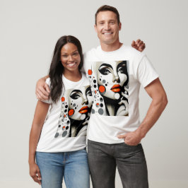 Retro Pop Diva: Geometrisches Design Abstrakte Kun T-Shirt