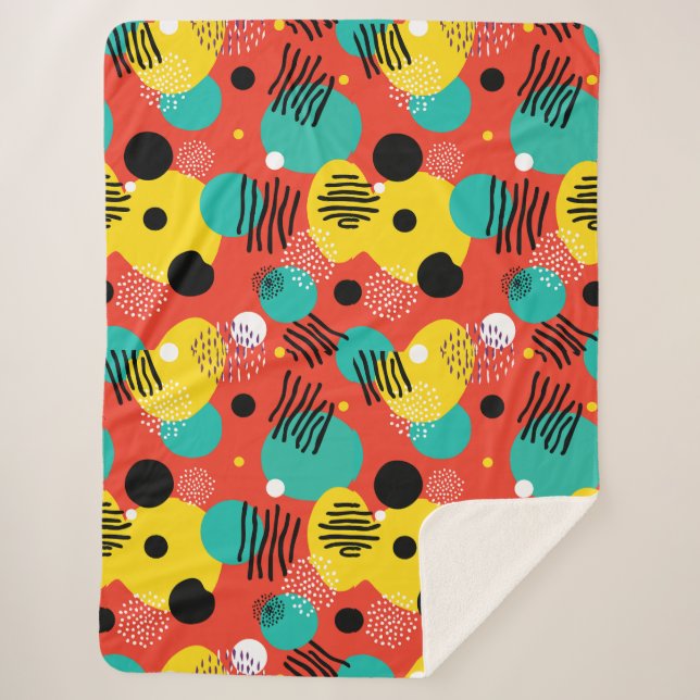 Retro Pop Farbenfrohe Abstrakte Kunst Sherpadecke (Vorderseite)