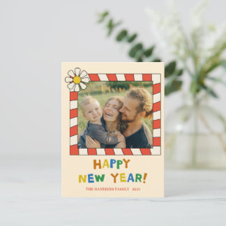 Retro Pop Frame New Year Photo Postkarte