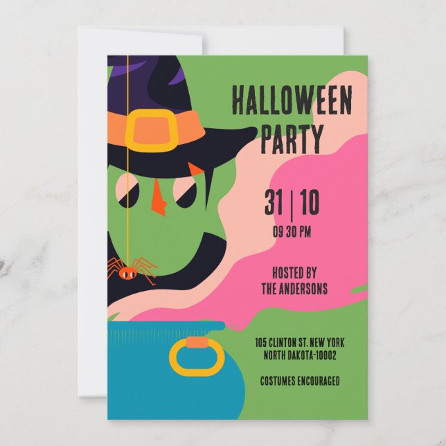 Retro-Pop Halloween Vintages KostümParty Einladung (Vorderseite)