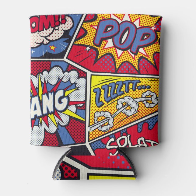 Retro Pop Kunst, Comic Schreien Muster. Dosenkühler (Vorderseite)
