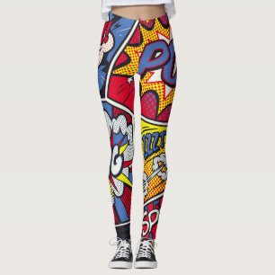 Retro Pop Kunst, Comic Schreien Muster. Leggings