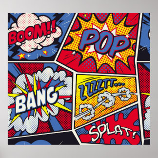 Retro Pop Kunst, Comic Schreien Muster. Poster