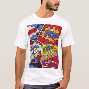 Retro Pop Kunst, Comic Schreien Muster. T-Shirt
