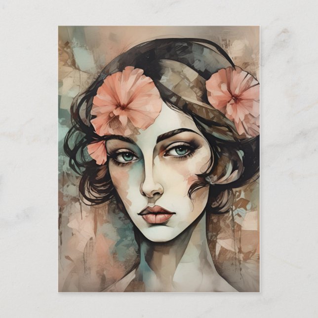 Retro Pop Kunst, Dichtung und Musik Postkarte (Vorderseite)