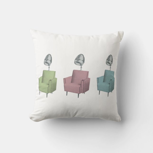 Retro Pop-Kunst-sitzt Vintager Salon-Trockner Kissen (Vorderseite)
