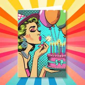 Retro Pop Kunst Woman Zum Geburtstag ein wenig Glü Karte