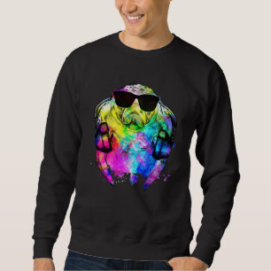 Retro-Pop-Manatee-Seekuh-Gamer mit Kopfhörern Sweatshirt