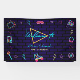 Retro Pop Neon Kids’ Geburtstagsbash Banner