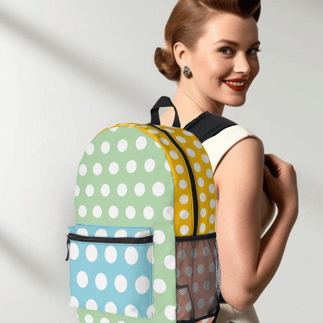 Retro Pop Polka Dot 50er-Inspiriert Farbblock Stil Bedruckter Rucksack (Von Creator hochgeladen)