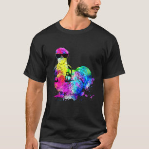 Retro Pop Silkie-Huhn Farmtier mit Kopfhörern T-Shirt