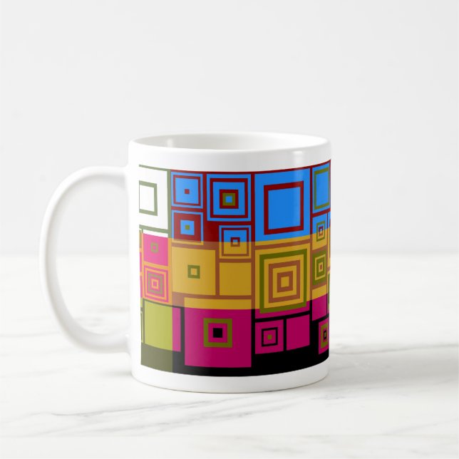 Retro Pop Square Art Pattern Tasse (Links)