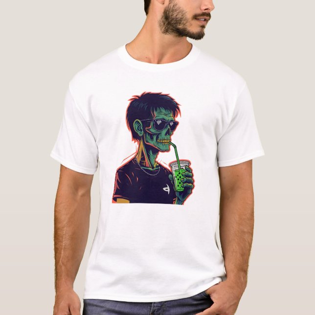 Retro-Pop Zombie Portrait mit Sonnenbrille T-Shirt (Vorderseite)
