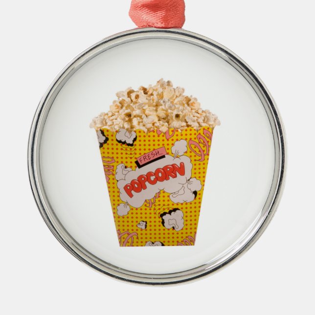 Retro Popcorn - Farbe Silbernes Ornament (Vorne)
