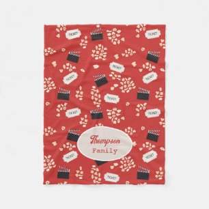 Retro-Popcorn-Kino-Monogramm Fleecedecke