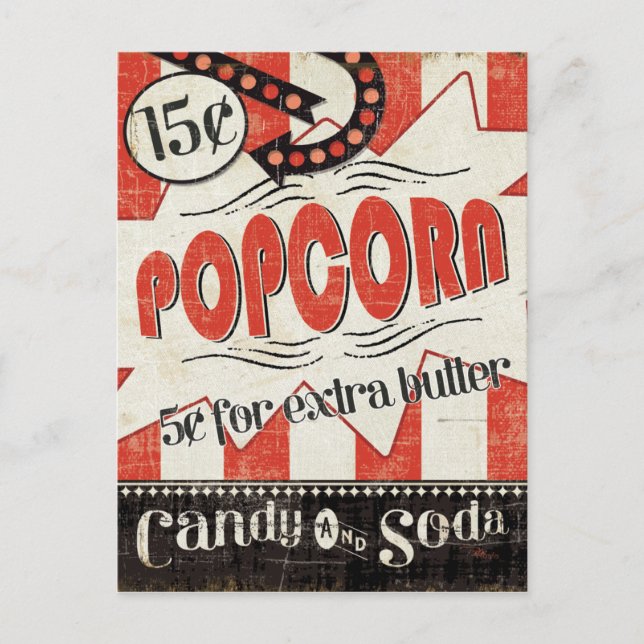 Retro Popcorn Postkarte (Vorderseite)