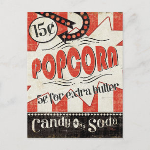 Retro Popcorn Postkarte