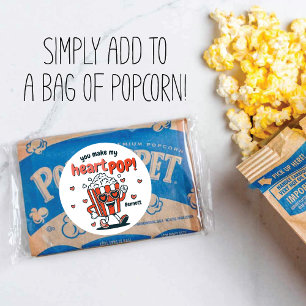 Retro-Popcorn-Valentinstag-Aufkleber Runder Aufkleber