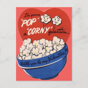 Retro-Popcorn-Valentinstag im Vintage-Stil Feiertagspostkarte