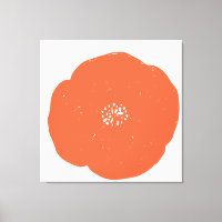 Retro Poppy Floral Art Vintag orange und weiß
