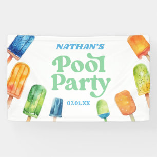 Retro Popsicle Birthday Pool Party Banner