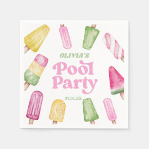 Retro Popsicle Birthday Pool Party Serviette
