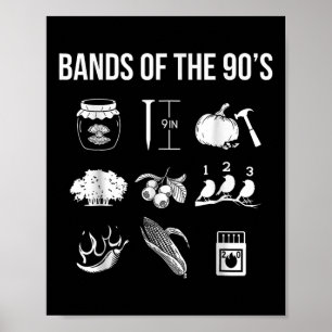 Retro Popular Music Bands aus den 90er Jahren Rock Poster