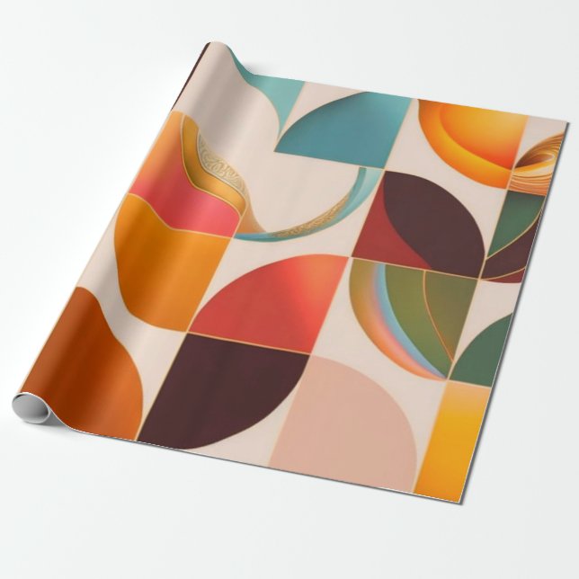 Retro Populäre Sammlung Abstrakter Quadrate Geschenkpapier (Ungerollt)