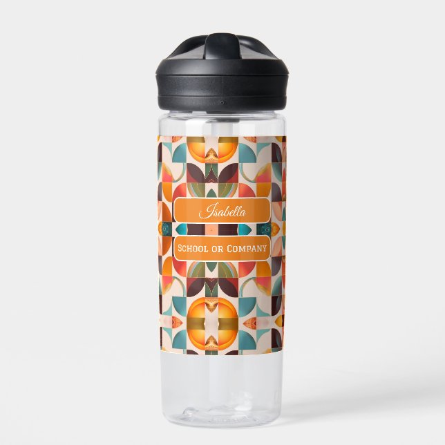 Retro Populäre Sammlung Abstrakter Quadrate Trinkflasche (Vorderseite)