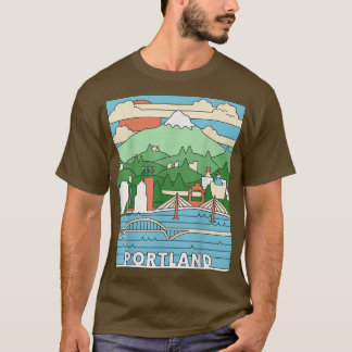 Retro Portland Oregon Art White Stag SignMt  T-Shirt