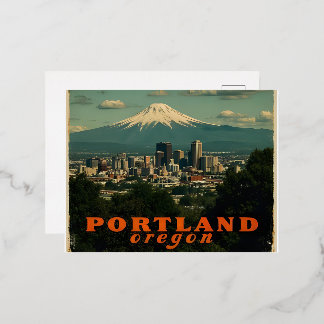 Retro Portland Oregon Skyline Vintage Reise Folien Feiertagspostkarte