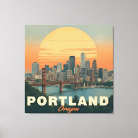 Retro Portland Oregon Skyline Vintage Reise