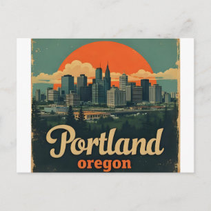 Retro Portland Oregon Skyline Vintage Reise Postkarte