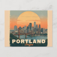 Retro Portland Oregon Skyline Vintage Reise