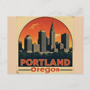 Retro Portland Oregon Skyline Vintage Reise Postkarte