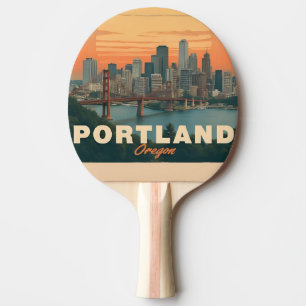 Retro Portland Oregon Skyline Vintage Reise Tischtennis Schläger