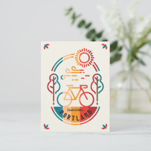 Retro Portland Radweg Postkarte