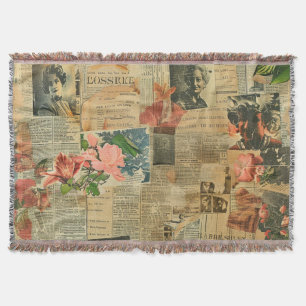 Retro-Porträt-Orchideen-Zeitungs-Botanik-Collage Decke