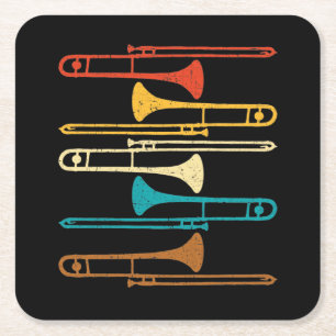 Retro Posaune - Jazz Rechteckiger Pappuntersetzer