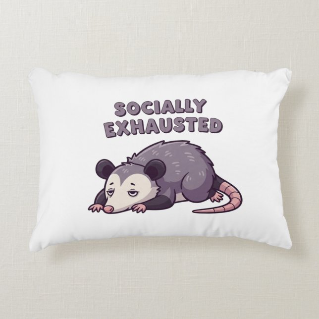 Retro Possum Socially Exhausted Rectangular Pillow Dekokissen (Vorderseite)