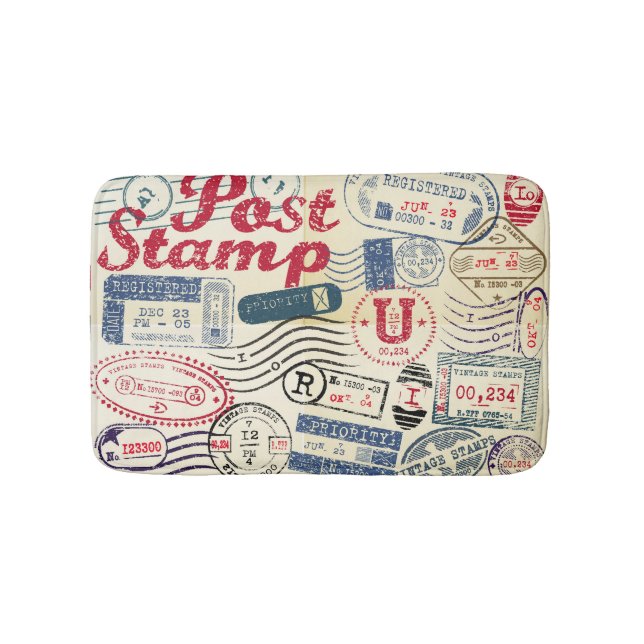 Retro post Briefmarke, Vintage Sammlung. Badematte (Vorderseite)