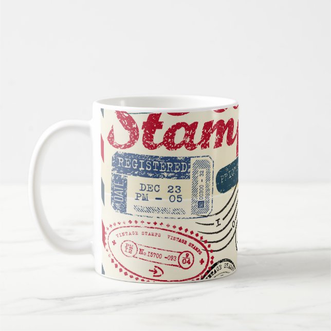 Retro post Briefmarke, Vintage Sammlung. Kaffeetasse (Links)