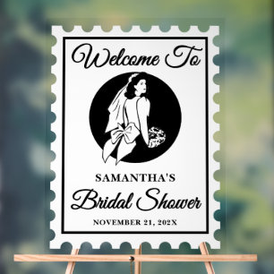 Retro Postage Briefmarke Brautparty Willkommen Acrylschild