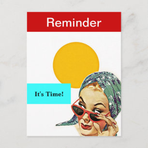 Retro Postcard Besy Lady Termin Erinnerung PC Postkarte